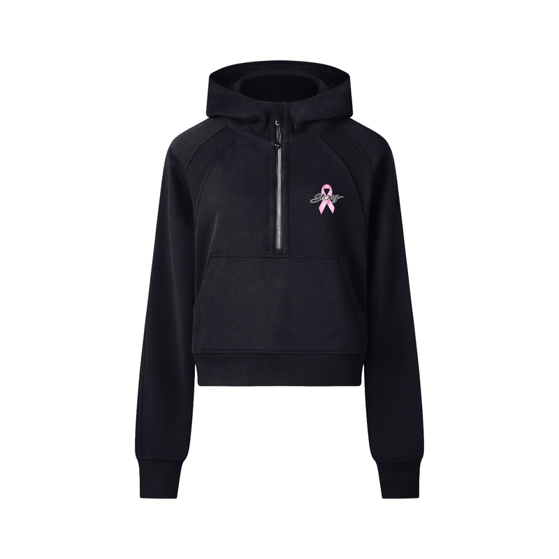 Cropped Half-Zip Hoodie - Strong
