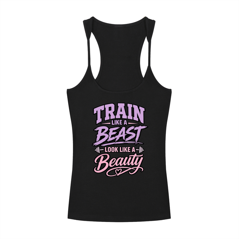 Slim Fit Ribbed Racerback Tank Top - Beauty